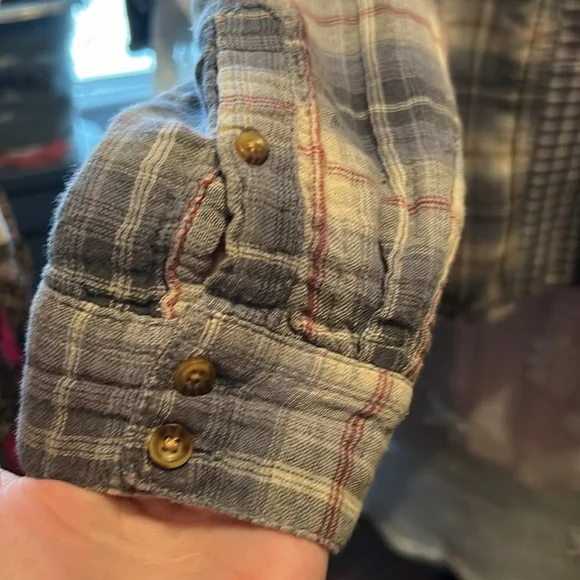 #1129 AC DC Plaid Button-Up Shirt - Picture 4 of 11